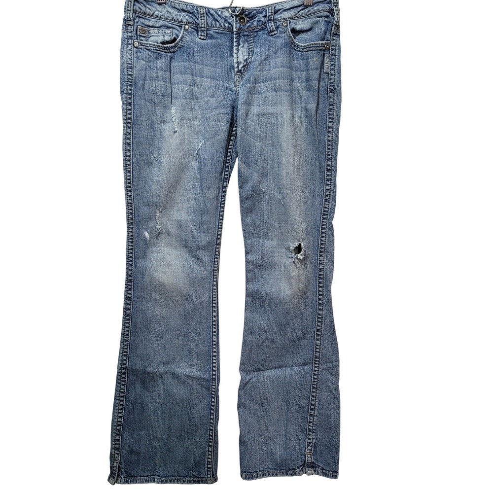Silver Jeans Co Girls Light Wash Distressed Bootcut Jeans Size W29 L33